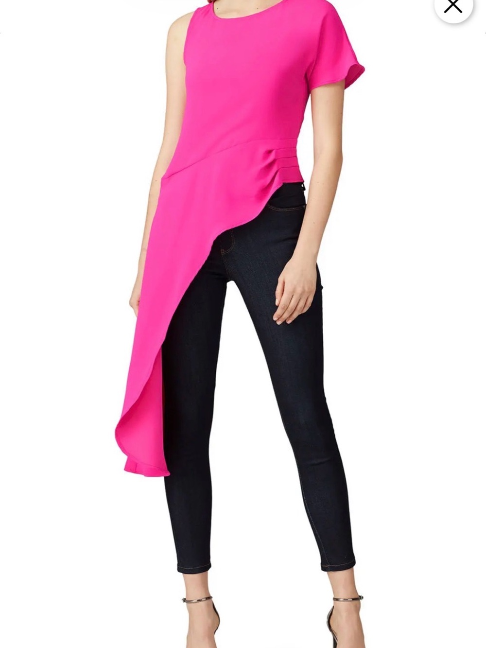 Trina Turk Hot Pink Asymmetric Drape Top